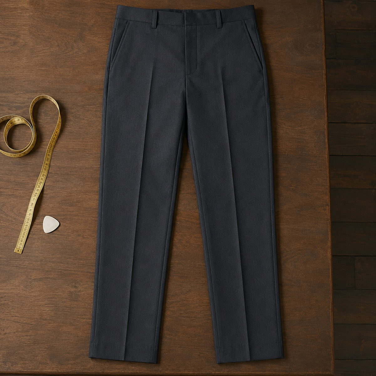 Chiltern straight-leg tailored trousers — Tailored Trousers by CROWN TAILORING. flat lay, front.
