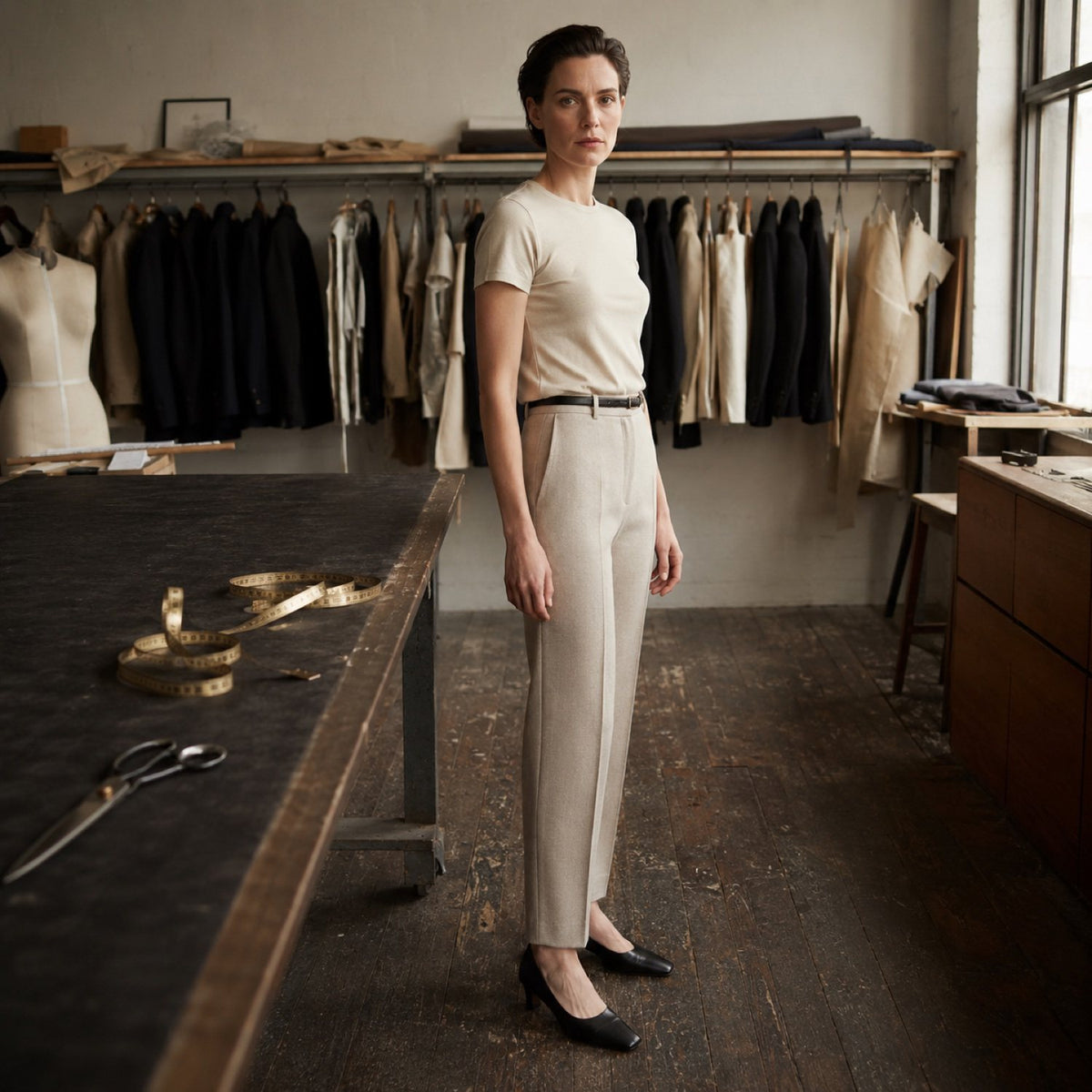 Pimlico cigarette-leg tailored trousers — Tailored Trousers by CROWN TAILORING. shown worn.