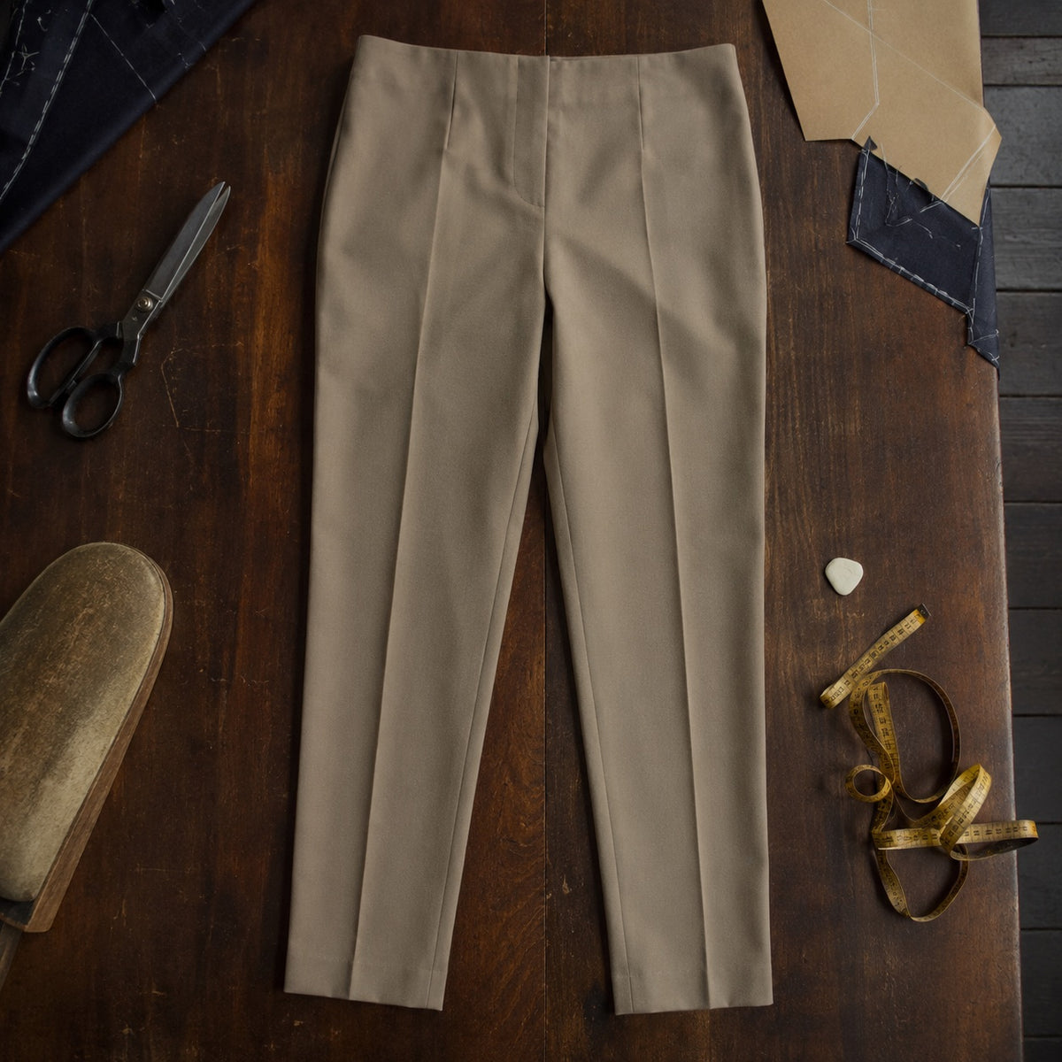 Ashdown cigarette-leg tailored trousers — Tailored Trousers by CROWN TAILORING. flat lay, front.