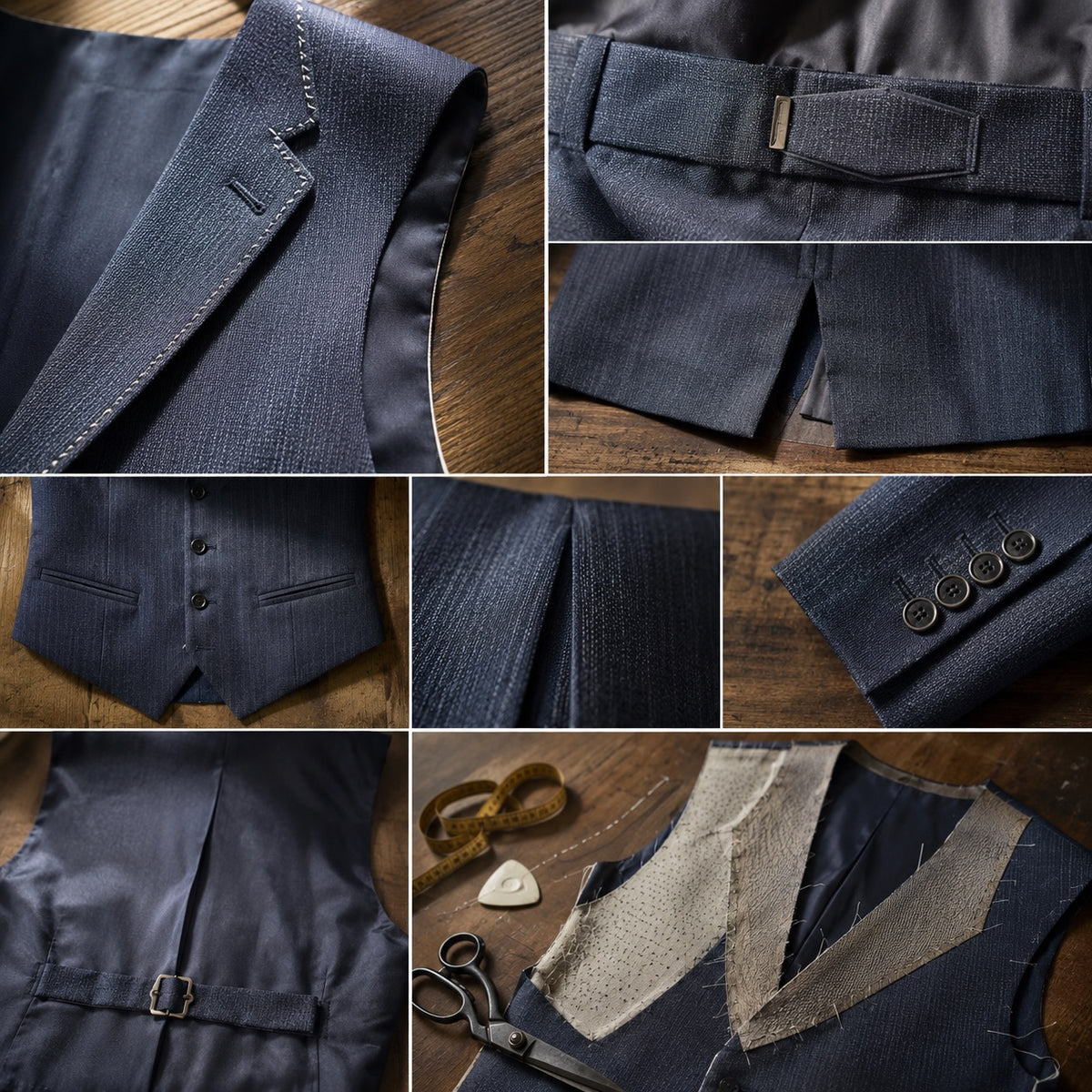 Bracken single-breasted waistcoat — Waistcoats by CROWN TAILORING. close detail of the fabric and finish.