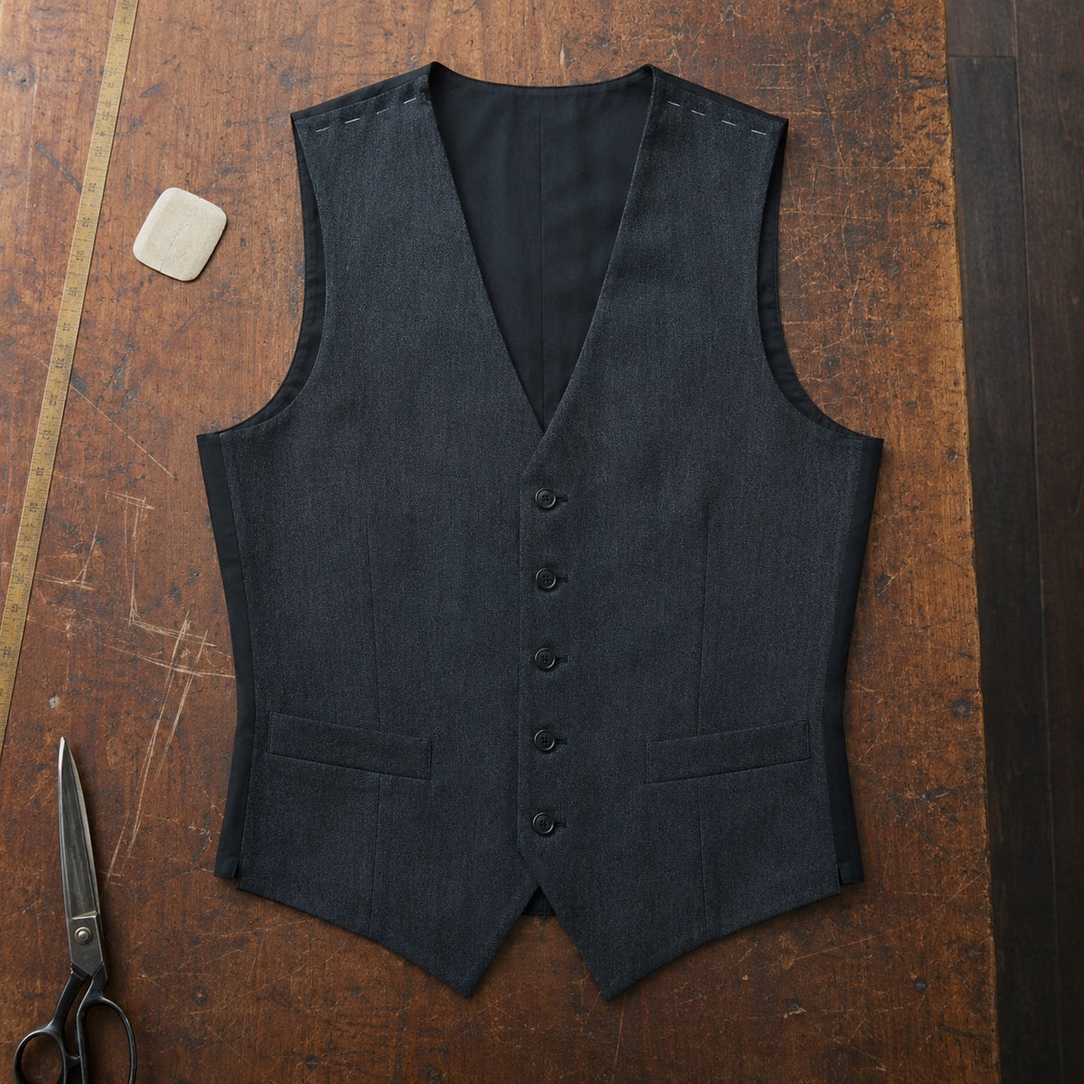 Holborn single-breasted waistcoat — Waistcoats by CROWN TAILORING. flat lay, front.
