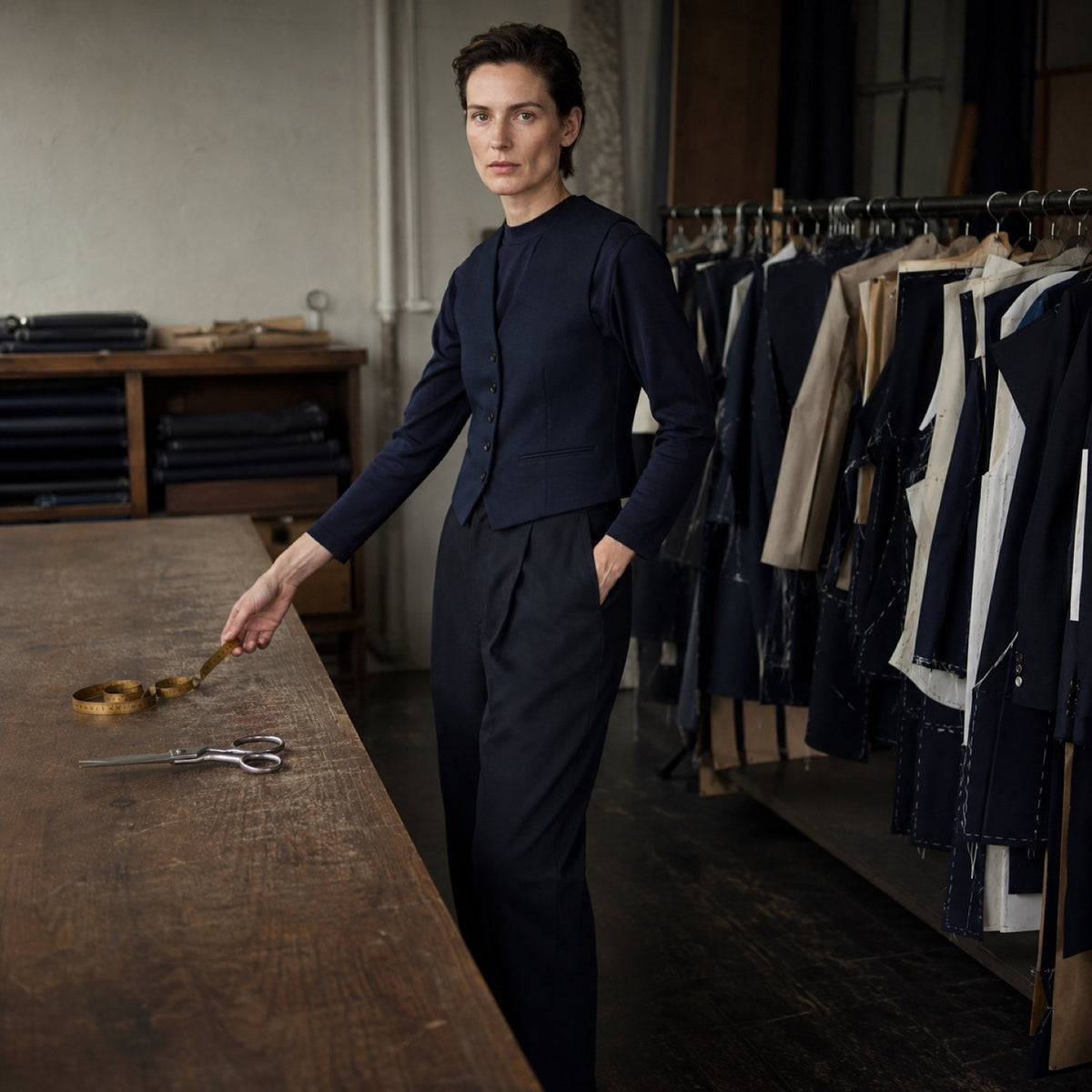 Holborn single-breasted waistcoat — Waistcoats by CROWN TAILORING. shown on the model from the side.