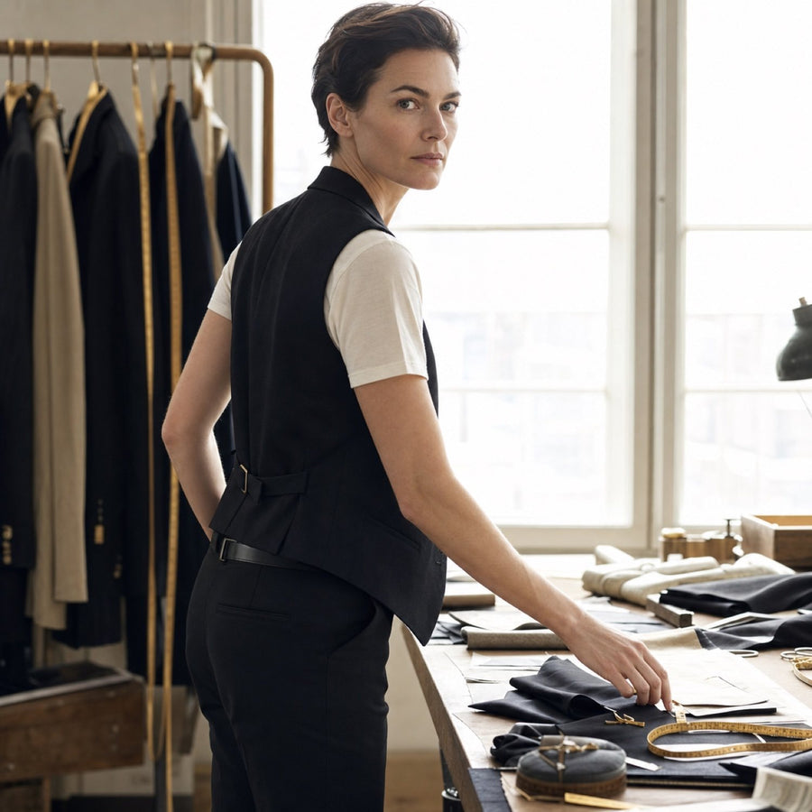 Bloomsbury single-breasted waistcoat — Waistcoats by CROWN TAILORING. shown worn.