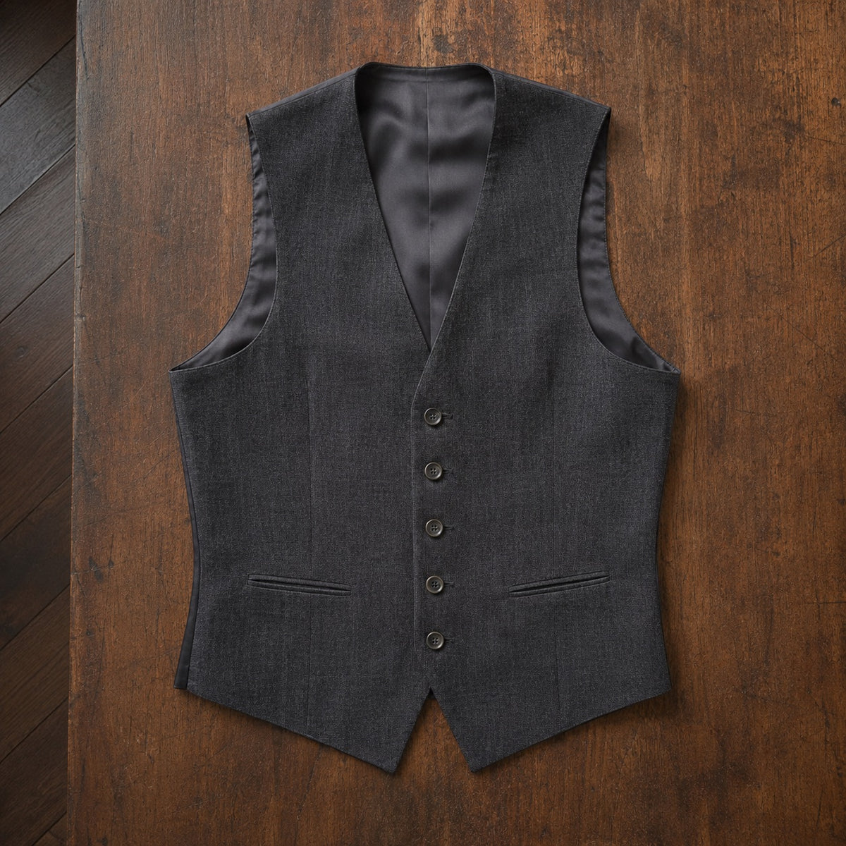 Ashdown single-breasted waistcoat — Waistcoats by CROWN TAILORING. flat lay, front.